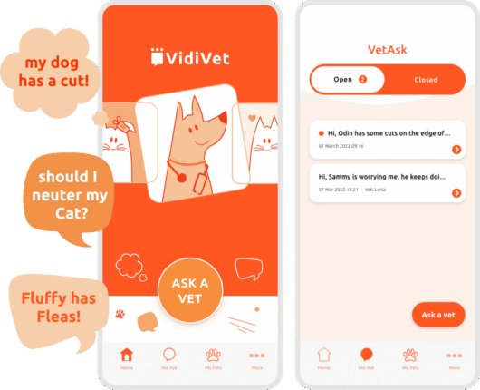 VidiVet app screens